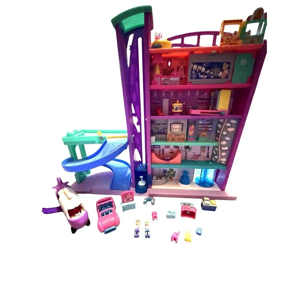 Polly Pocket Shopping Mall Playset Elevator Slide Vehicles Dolls